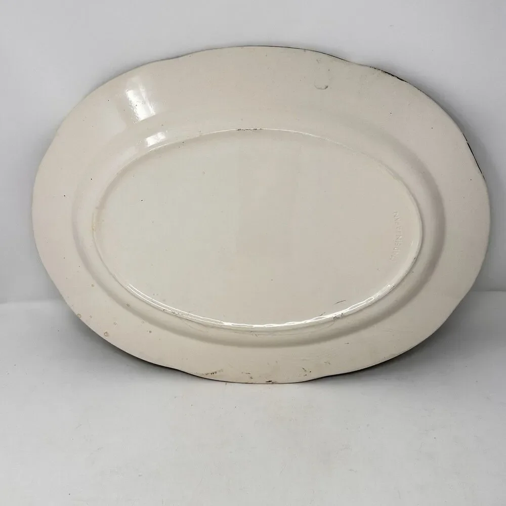 Vintage Japan Turkey Oval Platter Brown Transferware Thanksgiving Holiday 18”